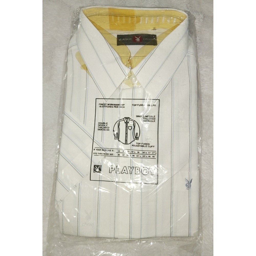 Vintage 1990's PLAYBOY Executive Bunny Logo FITTED Silky Button Shirt 16½ Medium